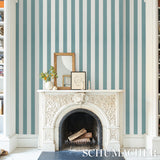 Edwin Stripe Wide Teal by Schumacher Classic Wide Stripe Wallpaper – Schumacher 5013623