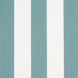 Edwin Stripe Wide wallpaper in teal and white by Schumacher, featuring bold vertical stripes and a textured look.