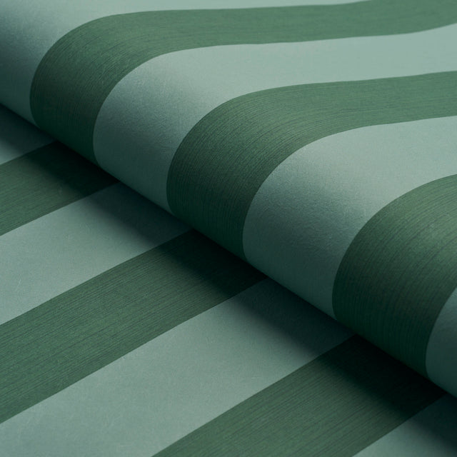 Edwin Stripe Wide Dark Green by Schumacher Dimensional Stripe Wallpaper – Schumacher 5013624