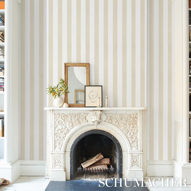 Edwin Stripe Wide Straw by Schumacher Classic Wide Stripe Wallpaper – Schumacher 5013625
