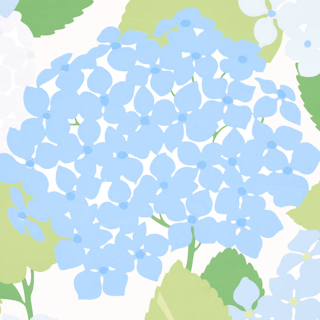 Hydrangea Porcelain Blue and Green by Schumacher Full Bloom Floral Wallpaper – Schumacher 5013630