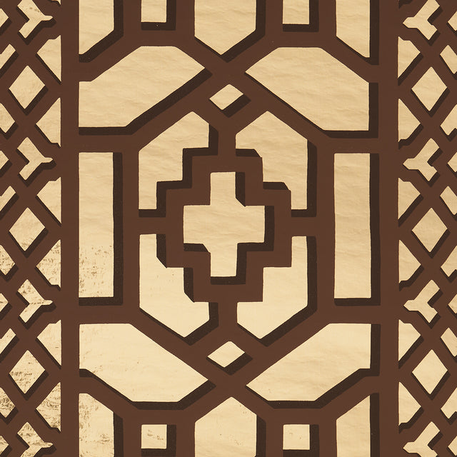 Zanzibar Trellis Mylar Gold Mylar Wallpaper – Schumacher 5013640