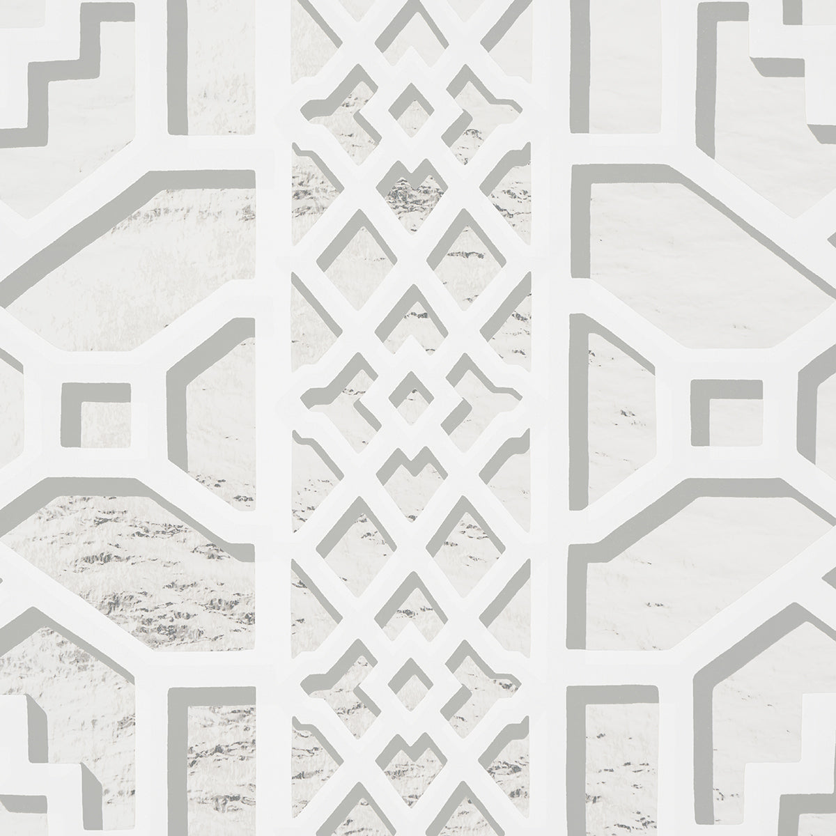 Zanzibar Trellis Mylar Silver Mylar Wallpaper – Schumacher 5013641