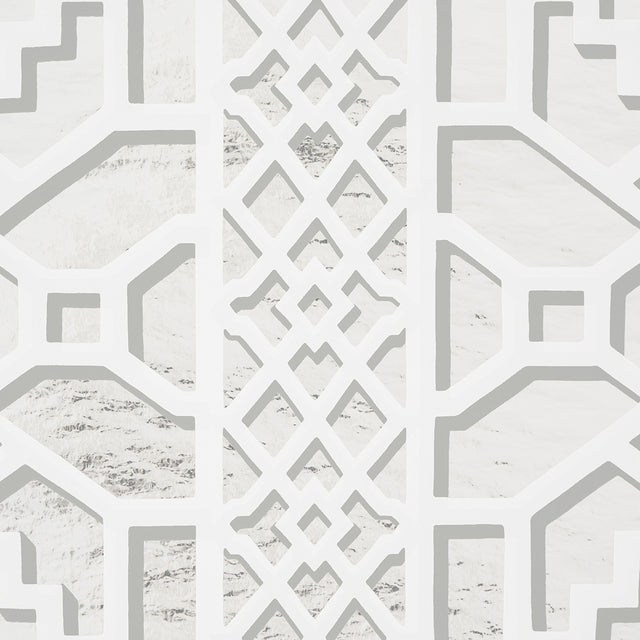 Zanzibar Trellis Mylar Silver Mylar Wallpaper – Schumacher 5013641