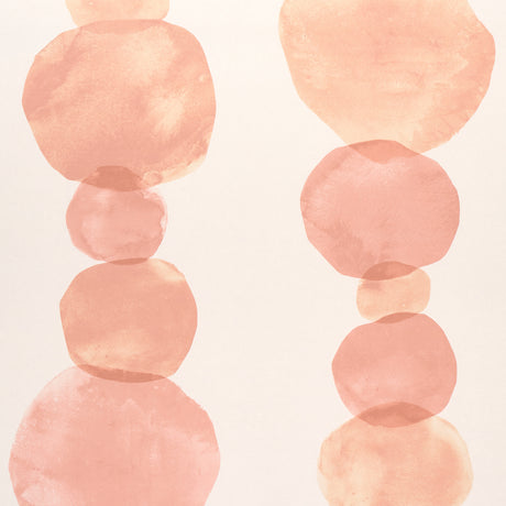 Hyperion wallpaper in peach by Backdrop for Schumacher, featuring large-scale painterly circular forms in a hand-painted ink wash effect.