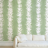 White Lotus Soft Green by Schumacher Backdrop Botanical Wallpaper – Schumacher 5013660