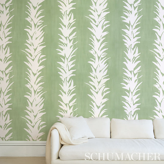 White Lotus Soft Green by Schumacher Backdrop Botanical Wallpaper – Schumacher 5013660