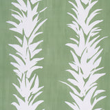 White Lotus wallpaper in soft green by Schumacher, featuring painterly abstracted lotus forms in white on a green background.