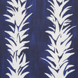 White Lotus wallpaper in cobalt by Backdrop for Schumacher, featuring painterly abstracted lotus forms in white on a deep blue background.