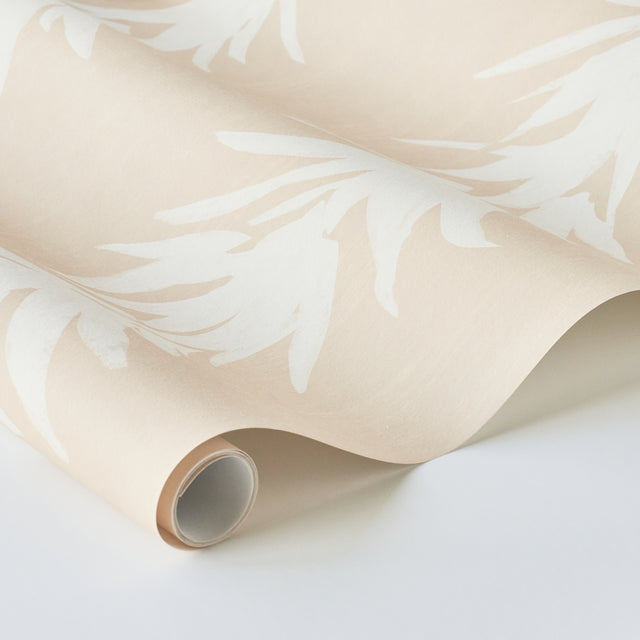 White Lotus Sand by Backdrop Modern Botanical Stripe Wallpaper – Schumacher 5013663