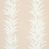White Lotus wallpaper in sand by Backdrop for Schumacher, featuring painterly abstracted lotus forms in a botanical stripe design.