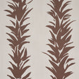 White Lotus wallpaper in cocoa by Backdrop for Schumacher, featuring painterly abstracted lotus forms in a graphic botanical stripe design.