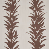 White Lotus wallpaper in cocoa by Backdrop for Schumacher, featuring painterly abstracted lotus forms in a graphic botanical stripe design.