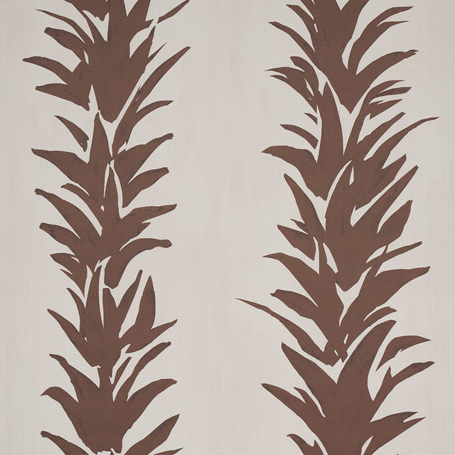 White Lotus wallpaper in cocoa by Backdrop for Schumacher, featuring painterly abstracted lotus forms in a graphic botanical stripe design.