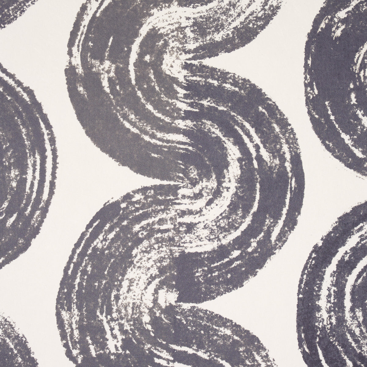 1975 Graphite by Backdrop - Curvilinear stripe wallpaper with handpainted look, mid-century modern style, Schumacher 5013670