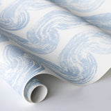 1975 Soft Blue by Schumacher Curvilinear Stripe Wallpaper – Backdrop Collection 5013671