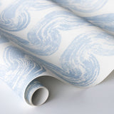 1975 Soft Blue by Schumacher Curvilinear Stripe Wallpaper – Backdrop Collection 5013671SAM