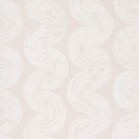 1975 by Backdrop for Schumacher in Light Beige, a curvilinear stripe wallpaper with a handpainted look and relaxed 1970s vibe.