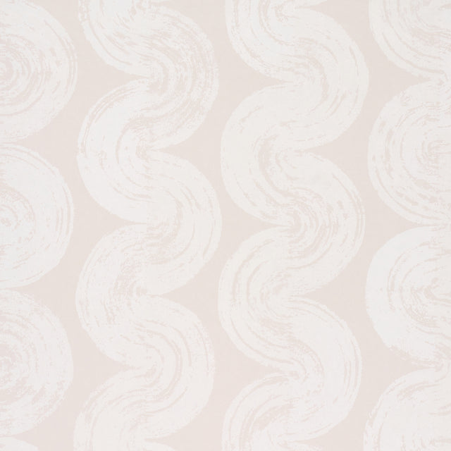 1975 by Backdrop for Schumacher in Light Beige, a curvilinear stripe wallpaper with a handpainted look and relaxed 1970s vibe.