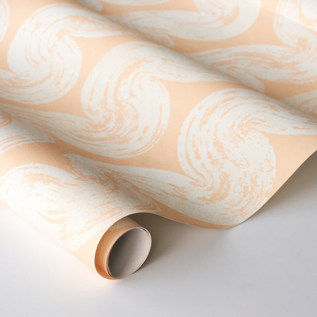 1975 Light Peach Curvilinear Stripe Wallpaper by Backdrop – Schumacher 5013673
