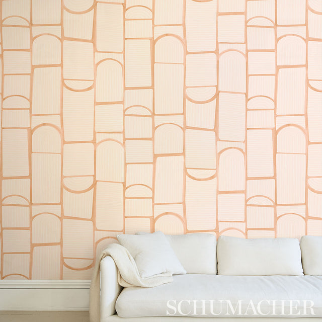 Bloomsbury Light Pink Geometric Wallpaper by Schumacher – Backdrop 5013680