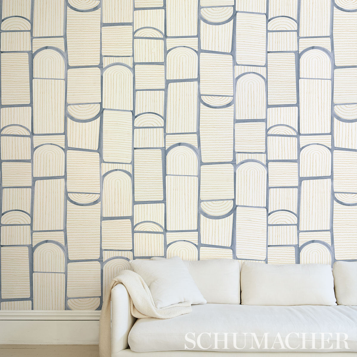 Bloomsbury Slate Geometric Wallpaper by Backdrop – Schumacher 5013682