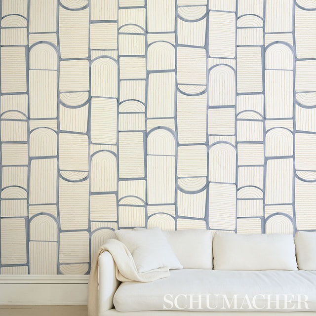 Bloomsbury Slate Geometric Wallpaper by Backdrop – Schumacher 5013682