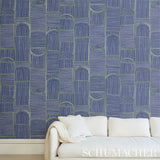Bloomsbury Deep Navy by Backdrop Geometric Arch and Stripe Wallpaper – Schumacher 5013683
