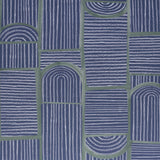 Bloomsbury Deep Navy by Backdrop geometric arch and stripe wallpaper, Schumacher 5013683