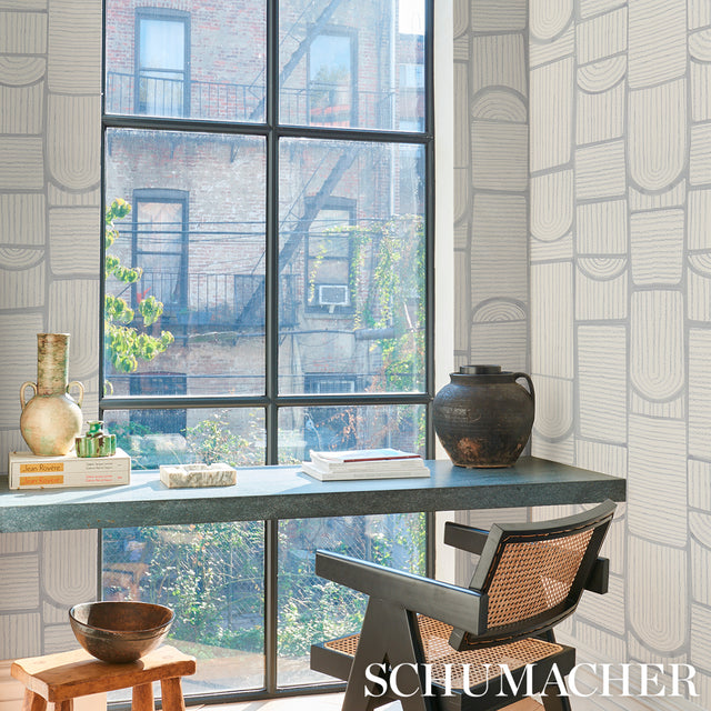 Bloomsbury Cool Gray Geometric Wallpaper by Backdrop – Schumacher 5013684