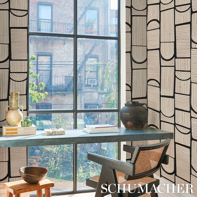 Bloomsbury Carbon by Backdrop Modern Geometric Wallpaper – Schumacher 5013685