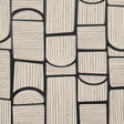Bloomsbury Carbon by Backdrop for Schumacher. Modern geometric wallpaper with multidirectional collage of arches and rectangles in black and off-white.