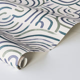 New Beat Blue & Green by Backdrop Modern Abstract Wallpaper – Schumacher 5013690