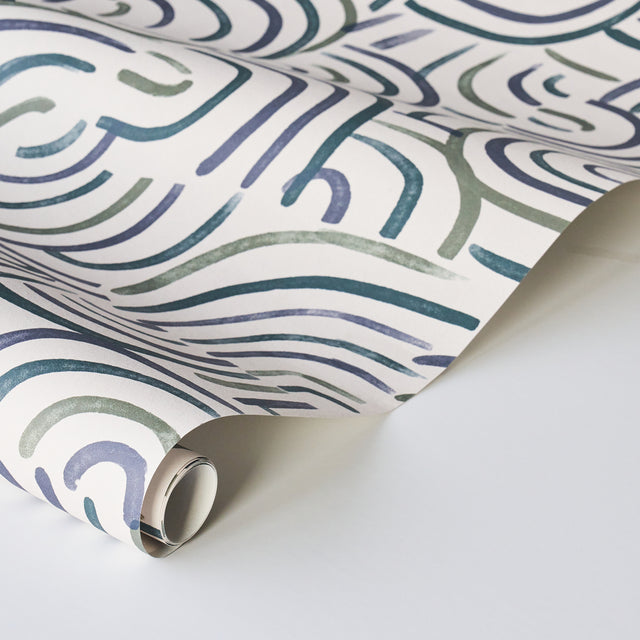 New Beat Blue & Green by Backdrop Modern Abstract Wallpaper – Schumacher 5013690
