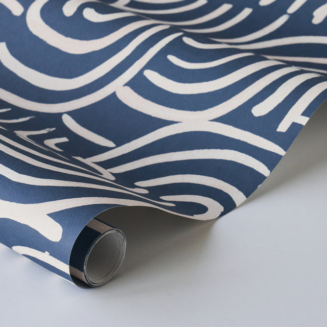 New Beat Dark Blue by Backdrop Painterly Concentric Arches Wallpaper – Schumacher 5013691