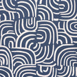 New Beat in dark blue by Backdrop for Schumacher. Painterly concentric arches in a multidirectional, hand-painted style wallpaper.
