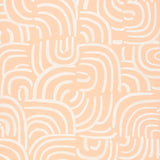 New Beat wallpaper in light peach by Backdrop for Schumacher, featuring painterly concentric arches in a multidirectional pattern.
