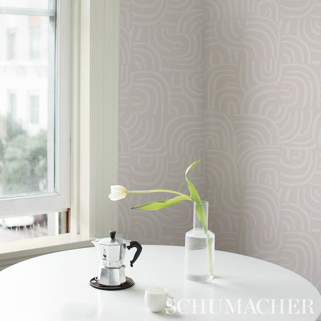 New Beat Light Beige by Backdrop Painterly Concentric Arches Wallpaper – Schumacher 5013693