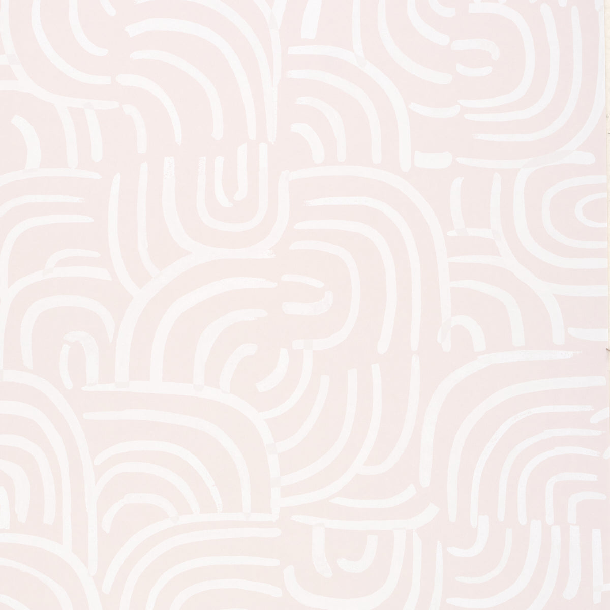 New Beat wallpaper in light beige by Backdrop for Schumacher, featuring painterly concentric arches in a multidirectional design.