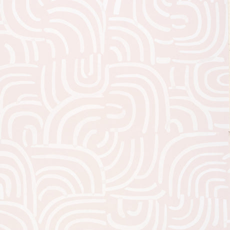 New Beat wallpaper in light beige by Backdrop for Schumacher, featuring painterly concentric arches in a multidirectional design.