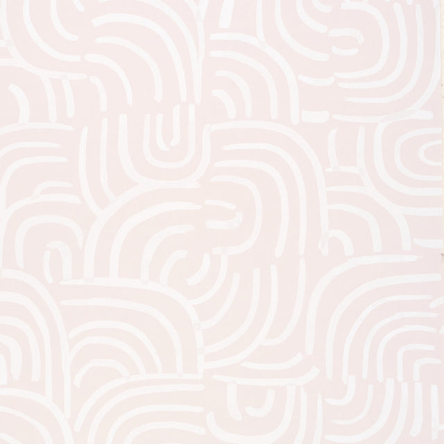 New Beat wallpaper in light beige by Backdrop for Schumacher, featuring painterly concentric arches in a multidirectional design.