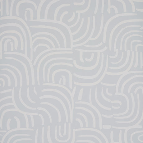New Beat in Air by Backdrop for Schumacher - painterly concentric arches wallpaper in light blue and white, modern abstract design.