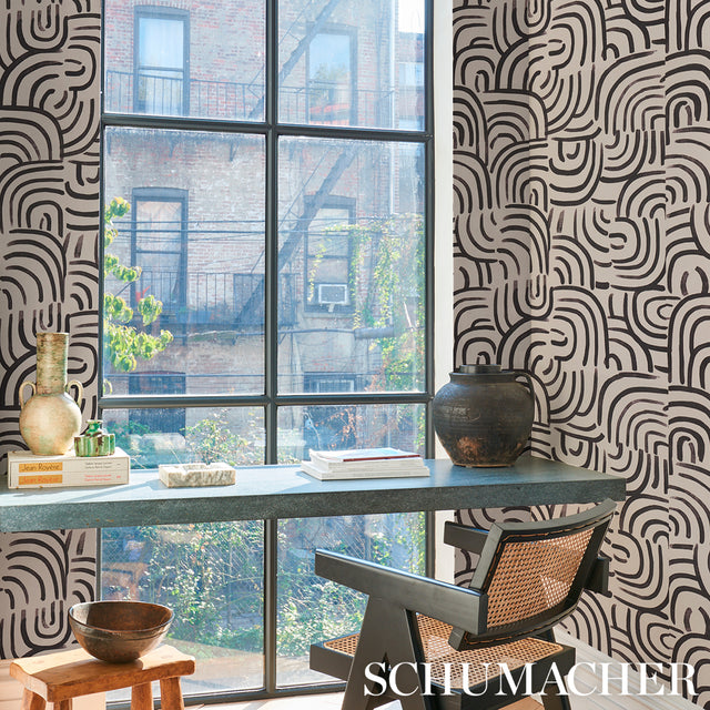 New Beat Carbon by Backdrop Modern Abstract Wallpaper – Schumacher 5013695