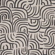 New Beat in Carbon by Backdrop for Schumacher. Painterly concentric arches in black on a light background, modern abstract wallpaper.