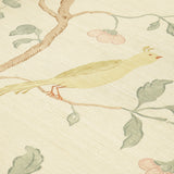 Wisteria Sisal Teal & Soft Pink by Schumacher Hand-Painted Birds & Wisteria Vines Wallpaper – Schumacher 5013700