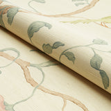 Wisteria Sisal Teal & Soft Pink by Schumacher Hand-Painted Birds & Wisteria Vines Wallpaper – Schumacher 5013700