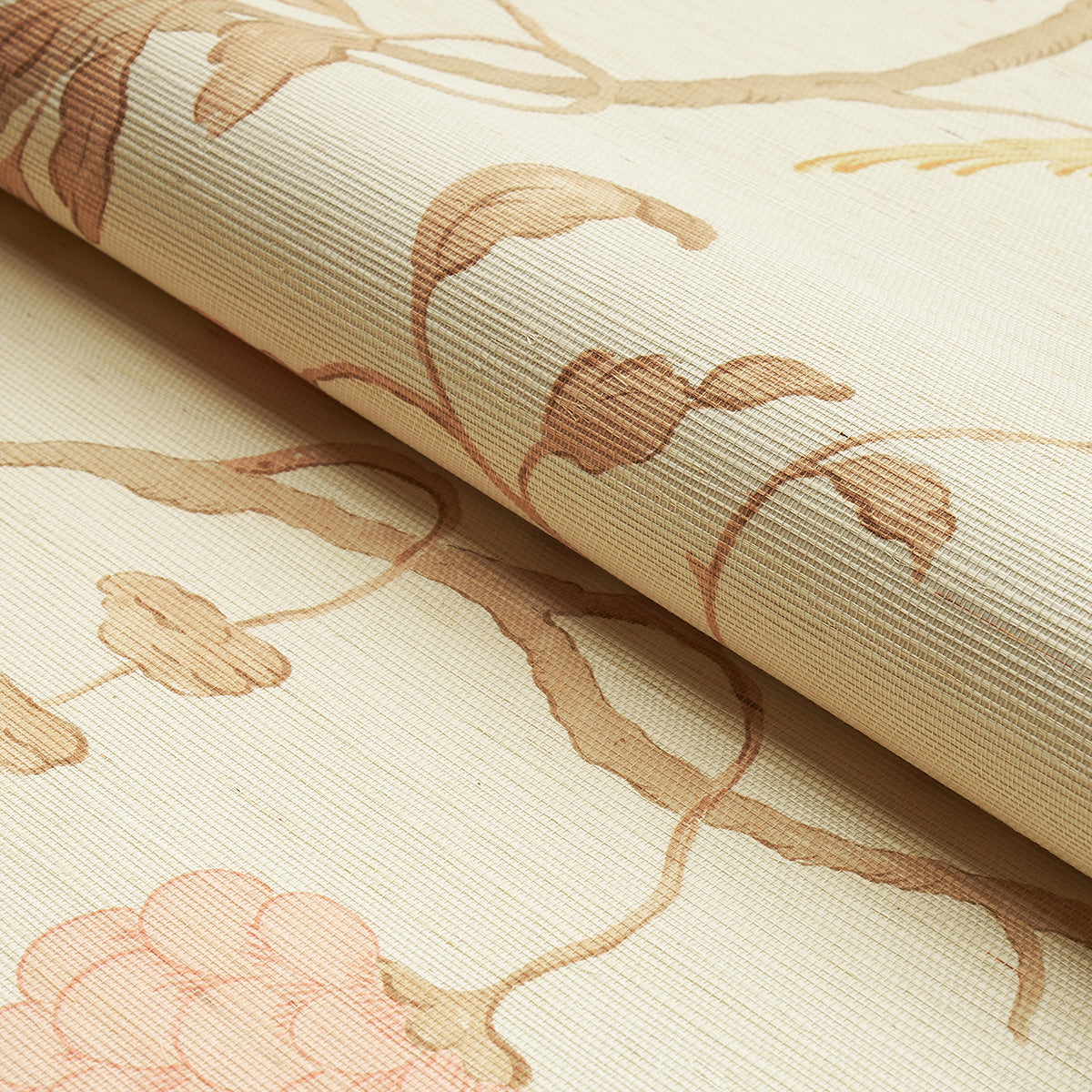 Wisteria Sisal Amber & Rose by Schumacher Hand-Painted Grasscloth Wallpaper – Schumacher 5013701