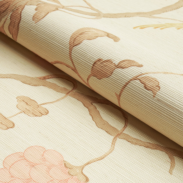 Wisteria Sisal Amber & Rose by Schumacher Hand-Painted Grasscloth Wallpaper – Schumacher 5013701