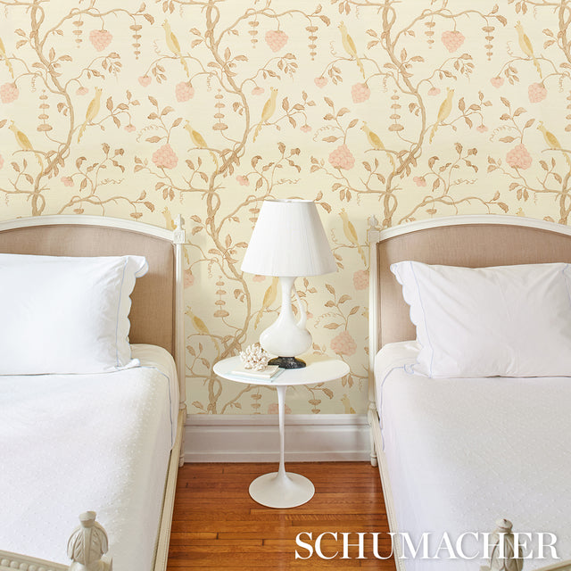 Wisteria Sisal Amber & Rose by Schumacher Hand-Painted Grasscloth Wallpaper – Schumacher 5013701
