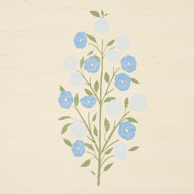 Josepha Sisal Blue Floral Wallpaper by Schumacher – Jacaranda Collection 5013710